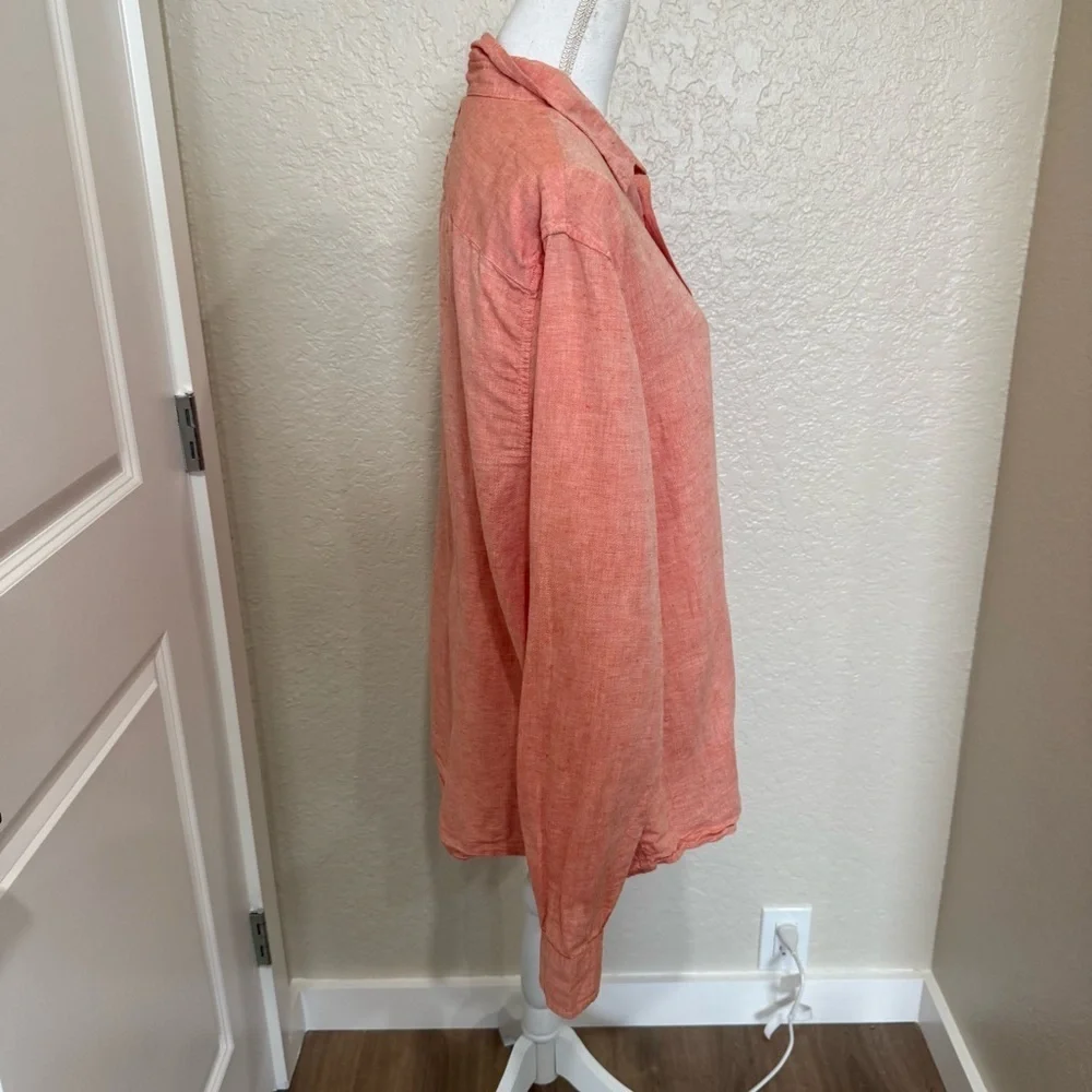 Banana Republic Linen-Cotton Blend Untucked Slim Fit Size XL in Corral Orange